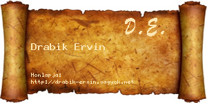 Drabik Ervin névjegykártya